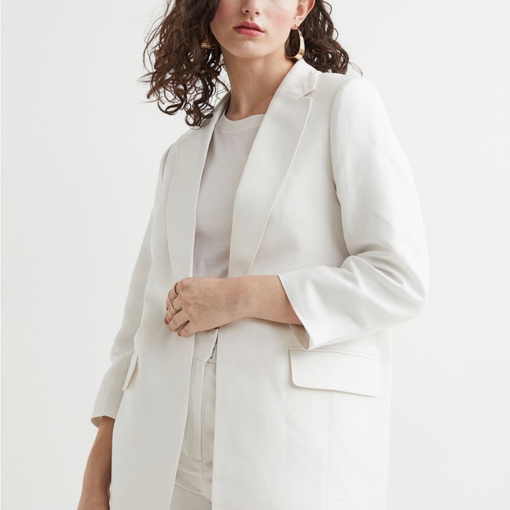 Linen Blend Cream Blazer H&M NWT